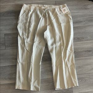 Ellen Tracy Cream Linen Pants